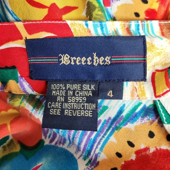Breeches Vintage 100% Silk Gardengirl Floral Skirt Vibrant Color Women's Size 4 - Picture 9 of 10